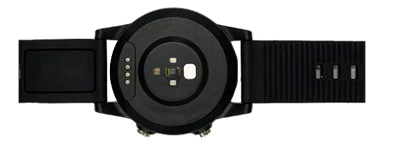 Personnel Tag Watch-1-LoRa — back with magnetic charging contacts and sensor window